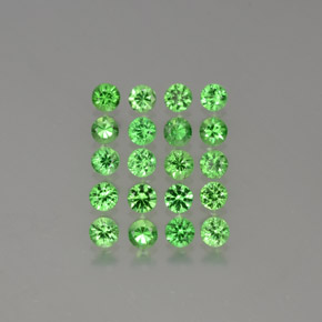 Lot de 20pcs Grenat Tsavorites Vert de Tanzanie - Poids total 2,65 ct / moyenne 0,13 ct chacune, taille 3,1mm, couleur : Vert clair, dureté de Mohs 6.5 à 7.5 convient aux bijoux de tous les jours, pierre de sagesse, Photo A
