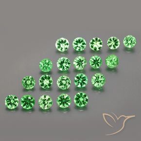 Lot de 20pc Grenat Tsavorites Vert moyen Tour de Tanzanie - Poids total 2,71 ct / moy. 0,14 ct chaque, taille 3,3mm, couleur : Vert moyen, dureté de Mohs 6.5 à 7.5 convient aux bijoux de tous les jours, pierre de sagesse, Photo A