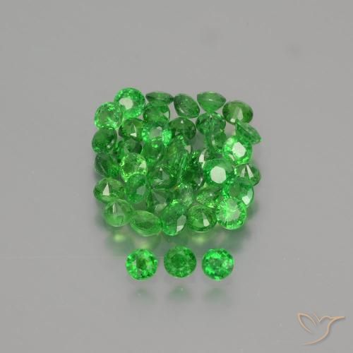 Round Faceted Melee Tsavorite Green Garnets Lot Of 1.00 Carats 2 to 2.5 MM 