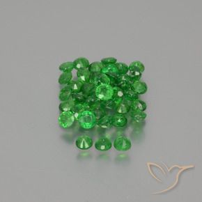 Tsavorite Garnet Gemstones in 2.4 mm (calibrated) Size for Sale, Tsavorite Garnet Stones in Bright Green Color