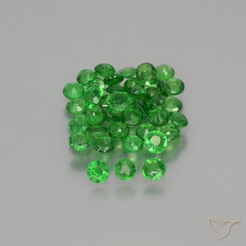 Lot de 40pcs Grenat Tsavorites Tour de 2,4mm - Poids total de 2,37 ct / poids moyen de 0,06 ct chacune, couleur : Vert moyen, dureté de Mohs 6.5 à 7.5 convient aux bijoux de tous les jours, pierre de sagesse, Photo A