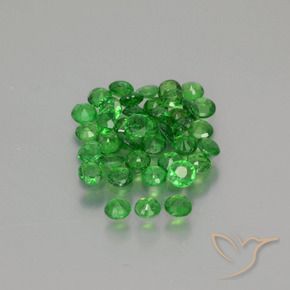 Tsavorite Garnet Gemstones in 2.4 mm (calibrated) Size for Sale, Tsavorite Garnet Stones in Medium Green Color