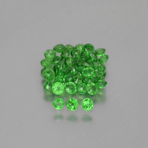 Lot de 40pc Grenat Tsavorites Vert Électrique Tour de Tanzanie - Poids total 2,85 ct / moy. 0,07 ct chaque, taille 2,5mm, couleur : Vert Électrique, dureté de Mohs 6.5 à 7.5 convient aux bijoux de tous les jours, pierre de sagesse, Photo A