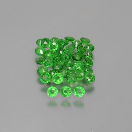 Lot de 40pc Grenat Tsavorites Vert round facet de Tanzanie - Poids total 2,8 ct / moyenne 0,07 ct chaque, taille 2,5mm, couleur : Vert clair, dureté de Mohs 6.5 à 7.5 convient aux bijoux de tous les jours, pierre de sagesse, Photo A