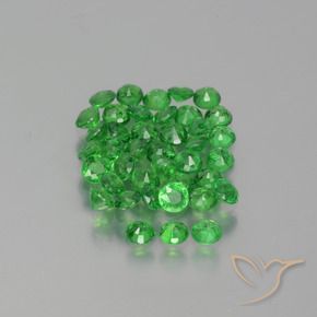 Tsavorite Garnet Gemstones in 2.4 mm (calibrated) Size for Sale, Tsavorite Garnet Stones in Bright Green Color
