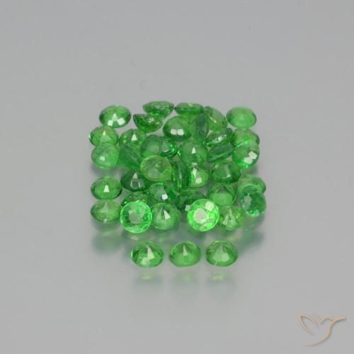 Tsavorite Garnet Gemstones in 2.5 mm (calibrated) Size for Sale, Tsavorite Garnet Stones in Electric Green Color