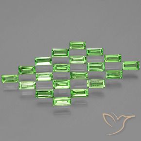 2.08 ctw Green Tsavorite Garnet Stones, Natural Tsavorite Garnet in Baguette Facet Shape for Sale