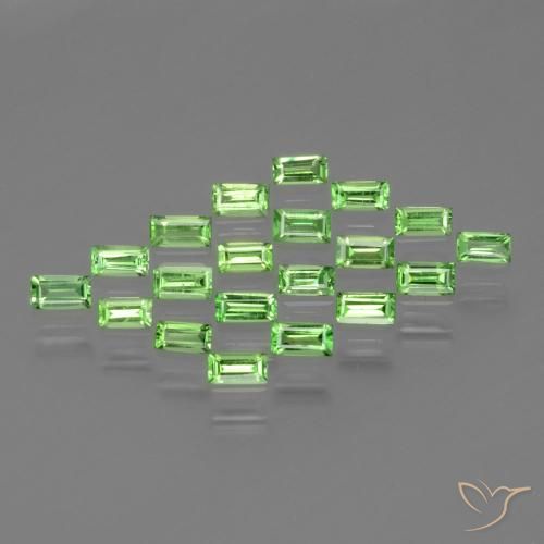 1.18 ctw Green Tsavorite Garnet Stones, Natural Tsavorite Garnet in Baguette Facet Shape for Sale