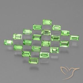 1.73 ctw Green Tsavorite Garnet Stones, Natural Tsavorite Garnet in Baguette Facet Shape for Sale