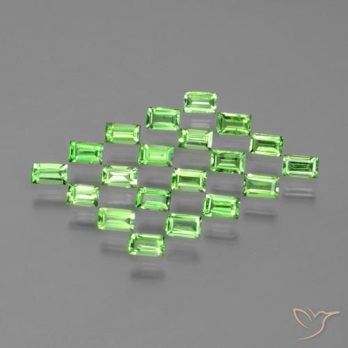 1.57 ctw Green Tsavorite Garnet Stones, Natural Tsavorite Garnet in Baguette Facet Shape for Sale