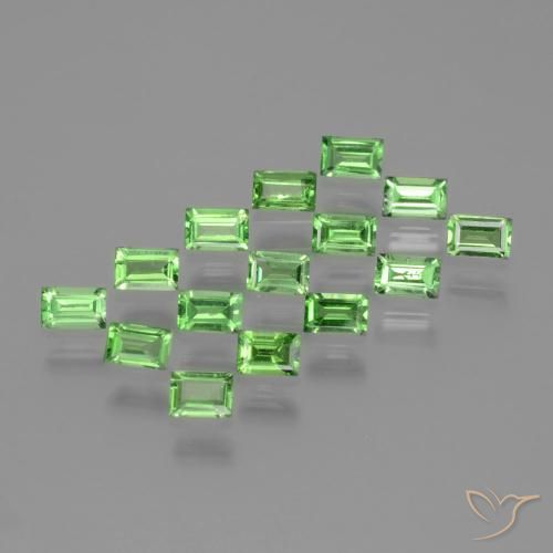 1.48 ctw Green Tsavorite Garnet Stones, Natural Tsavorite Garnet in Baguette Facet Shape for Sale