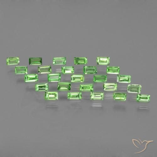 1.62 ctw Green Tsavorite Garnet Stones, Natural Tsavorite Garnet in Baguette Facet Shape for Sale