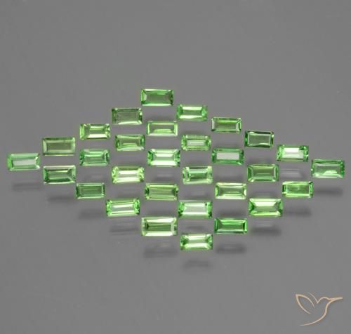 1.52 ctw Green Tsavorite Garnet Stones, Natural Tsavorite Garnet in Baguette Facet Shape for Sale