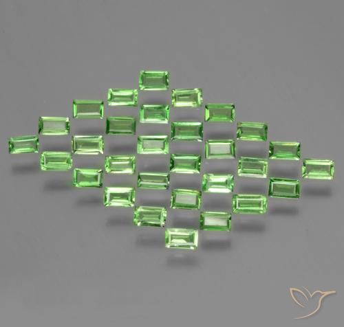 1.97 ctw Green Tsavorite Garnet Stones, Natural Tsavorite Garnet in Baguette Facet Shape for Sale