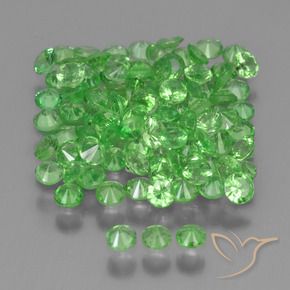 Tsavorite Garnet Gemstones in 2.2 mm (calibrated) Size for Sale, Tsavorite Garnet Stones in Lively Green Color