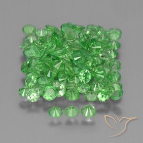 Tsavorite Garnet Gemstones in 2.2 mm (calibrated) Size for Sale, Tsavorite Garnet Stones in Lively Green Color