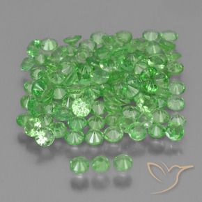 Tsavorite Garnet Gemstones in 2.1 mm (calibrated) Size for Sale, Tsavorite Garnet Stones in Lively Green Color