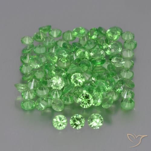 100pc 2.3mm Round Tsavorite Garnet Lot - 4.76ct total Weight / avg. 0.05ct each, Color: Lively Green, Mohs Hardness 6.5 - 7.5 suitable for daily wear jewelry, Photo A