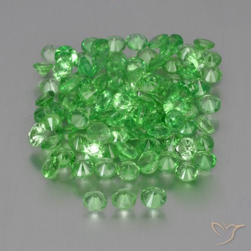 Tsavorite Garnet Gemstones in 2.2 mm (calibrated) Size for Sale, Tsavorite Garnet Stones in Lively Green Color