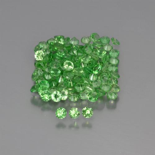Lot of 100pc Round Green Tsavorite Garnet from Kenya - Size 2mm, Weight 4.12ct total / avg. 0.04ct each, Color: Lively Green, Mohs Hardness 6.5 - 7.5 suitable for daily wear jewelry, Photo A