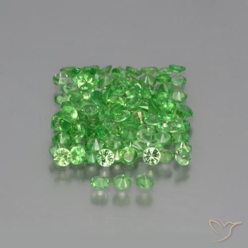 Tsavorite Garnet Gemstones in 2.1 mm (calibrated) Size for Sale, Tsavorite Garnet Stones in Lively Green Color