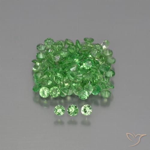 100pc Diamond-cut Green Tsavorite Garnet Lot from Kenya - Weight 4.09ct total / avg. 0.04ct each, Size 2.1mm, Color: Medium Green, Mohs Hardness 6.5 - 7.5 suitable for daily wear jewelry, Photo A