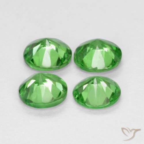 Tsavorite Garnet Gemstones in 4 mm (calibrated) Size for Sale, Tsavorite Garnet Stones in Bright Green Color