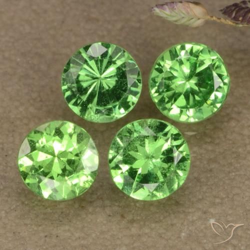 1.19 ctw Green Tsavorite Garnet Stones, Natural Tsavorite Garnet in Diamond-Cut Shape for Sale