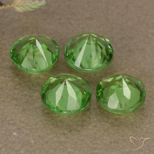 Tsavorite Garnet Gemstones in 4 mm (calibrated) Size for Sale, Tsavorite Garnet Stones in Lively Green Color