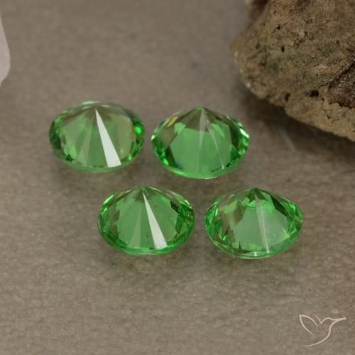 Tsavorite Garnet Gemstones in 4 mm (calibrated) Size for Sale, Tsavorite Garnet Stones in Lively Green Color