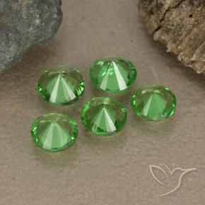 Tsavorite Garnet Gemstones in 4 mm (calibrated) Size for Sale, Tsavorite Garnet Stones in Medium Green Color
