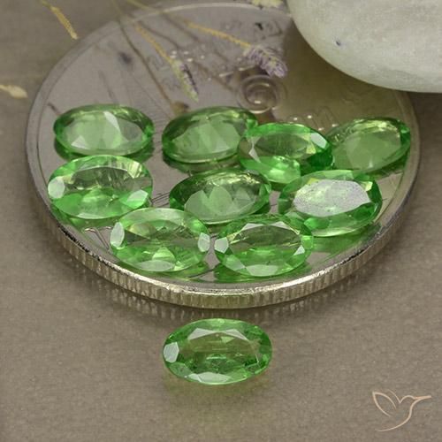 2.27 ctw Green Tsavorite Garnet Stones, Natural Tsavorite Garnet in Oval Facet Shape for Sale