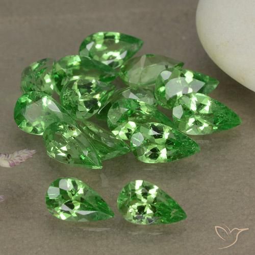 3.33 ctw Green Tsavorite Garnet Stones, Natural Tsavorite Garnet in Pear Facet Shape for Sale