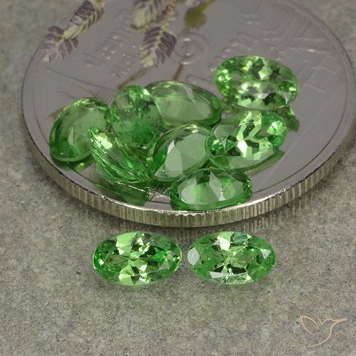 Lote de 10 piezas de Granate Tsavorita Verde Forma ovalada de Tanzania - Tamaño 5,1 x 3,1mm, peso 2,52 ct en total / promedio. 0,25 ct cada uno, Color: Verde, Dureza Mohs 6.5 - 7.5 Adecuado para joyas de uso diario, Photo A