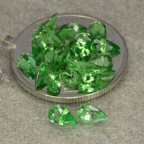 4.34ctw Natural Bright Green Tsavorite Garnet, Pear Shape, VS