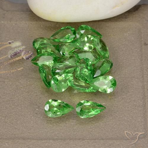 3.47ctw Natural Medium Green Tsavorite Garnet, Pear Shape, VS