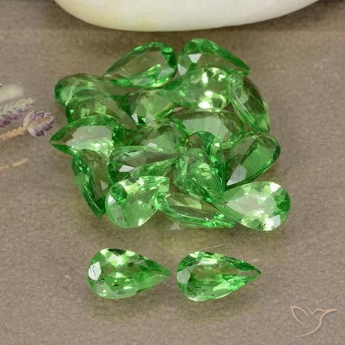 3.47 ctw Green Tsavorite Garnet Stones, Natural Tsavorite Garnet in Pear Facet Shape for Sale