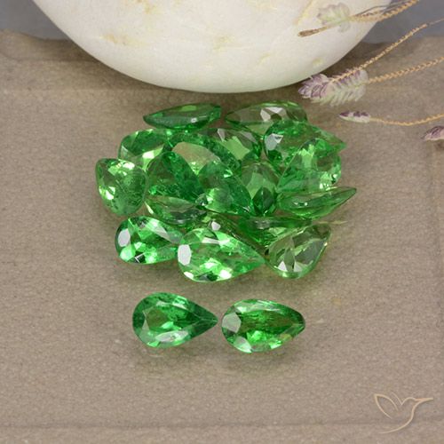 3.47ctw Natural Bright Green Tsavorite Garnet, Pear Shape, VS