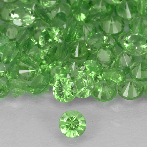 0.06 ct Green Tsavorite Garnet Gemstone, Tsavorite Garnet Gem in Diamond-Cut Shape for Sale.