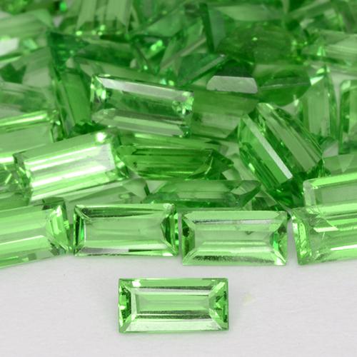 0.11 ct Green Tsavorite Garnet Gemstone, Tsavorite Garnet Gem in Baguette Step Cut Shape for Sale.