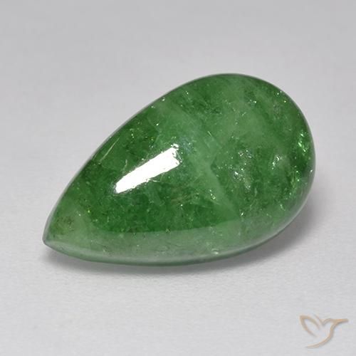 7.32 ct Green Tsavorite Garnet Stone, Natural Tsavorite Garnet in Pear Cabochon Shape for Sale
