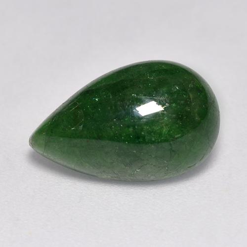 5.35 ct Green Tsavorite Garnet Gemstone, Tsavorite Garnet Gem in Pear Cabochon Shape for Sale.
