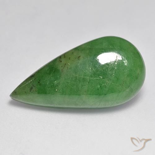 12.84 ct Green Tsavorite Garnet Stone, Natural Tsavorite Garnet in Pear Cabochon Shape for Sale