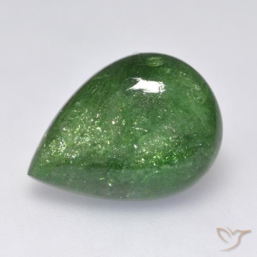 10.24 ct Green Tsavorite Garnet Stone, Natural Tsavorite Garnet in Pear Cabochon Shape for Sale