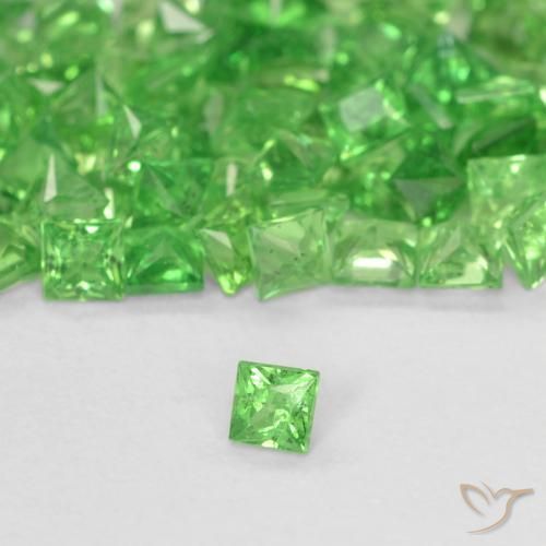 0.07ct Natural Lively Green Tsavorite Garnet, Square, SI