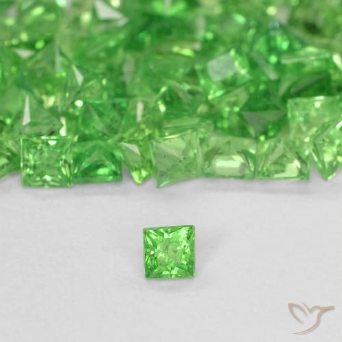5.00 ctw Green Tsavorite Garnet Stones, Natural Tsavorite Garnet in Square / Scissor Cut Shape for Sale