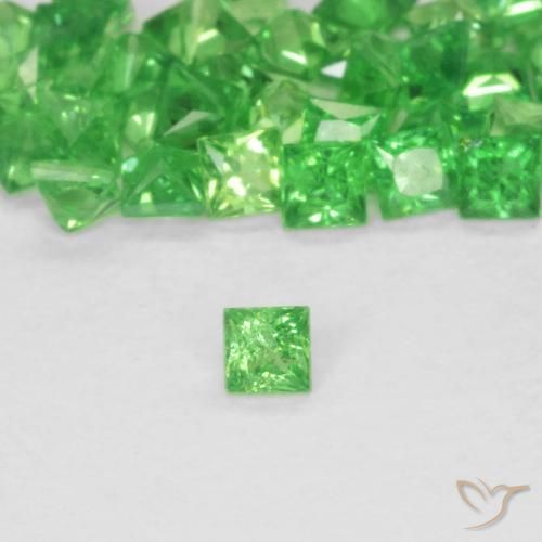 0.08ct Natural Lively Green Tsavorite Garnet, Square, SI