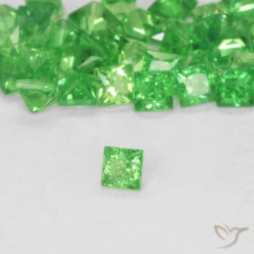 0.79 ctw Green Tsavorite Garnet Stones, Natural Tsavorite Garnet in Princess-Cut Shape for Sale