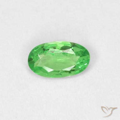 0.20 ct Green Tsavorite Garnet Gemstone, Tsavorite Garnet Gem in Oval Facet Shape for Sale.