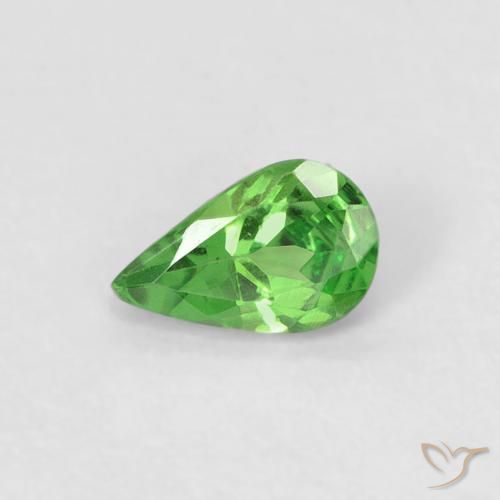 Grenat Tsavorite Vert pear facet 0,26 ct de Tanzanie, dimension 5,4 x 3,4mm, pierre gemme naturelle Non traité, pureté VS, 1 pièce Grenat Tsavorite de couleur Vert éclatant, dureté Mohs de 6.5 à 7.5 convient aux bijoux de tous les jours, pierre de sagesse, Photo A